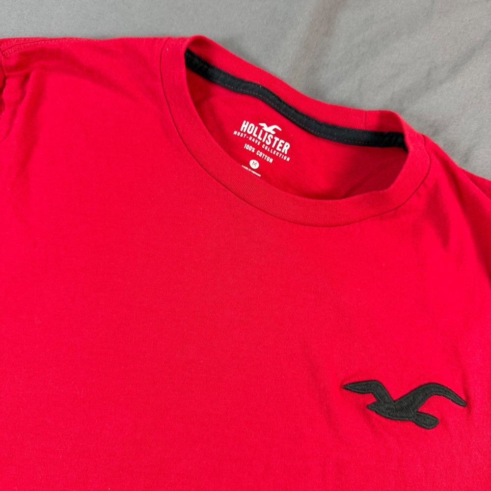 Hollister Mens Must-Have Collection Long Sleeve T-Shirt Red Logo Size M